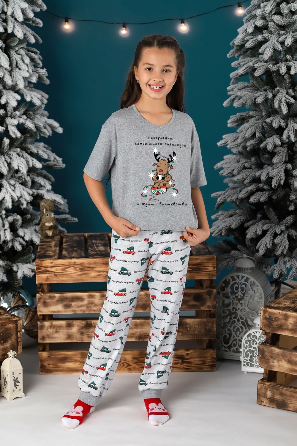 Костюм для девочки Каникулы-1.2 Виотекс СЕРЫЙ МЕЛАНЖ