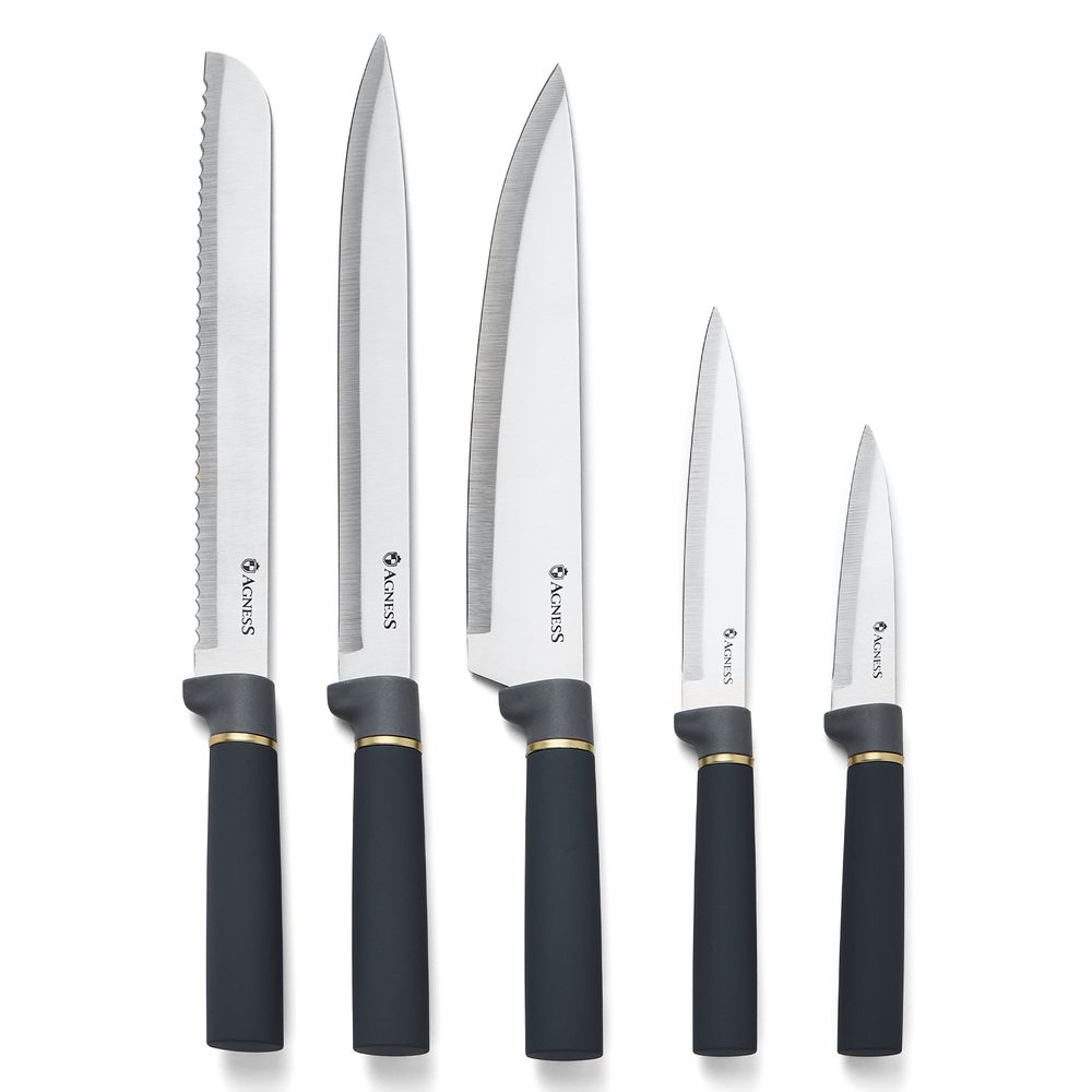 НАБОР AGNESS ИЗ 11ПР: 5 НОЖЕЙ,ПОДСТАВКА,ПОЛОВНИК,ЛОЖКА,ЛОПАТКА,ШУМОВКА,ЛОЖКА ДЛЯ СПАГЕТТИ