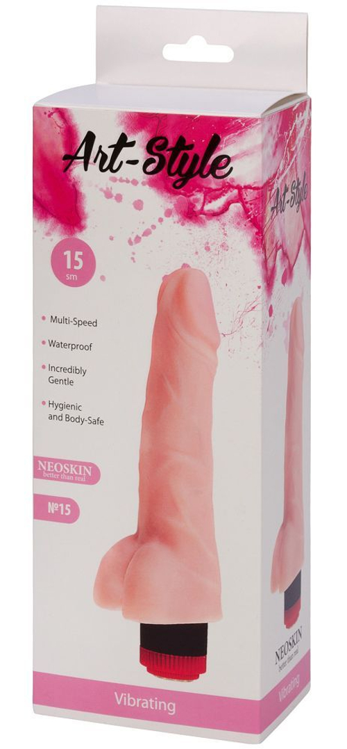 Вибростимулятор-фаллос из неоскин ART-Style №15 - 19 см.