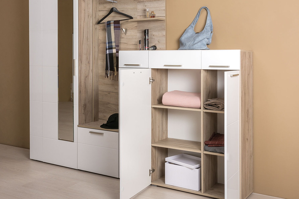 Комод Лайн 13.121, Дуб серый, Белый