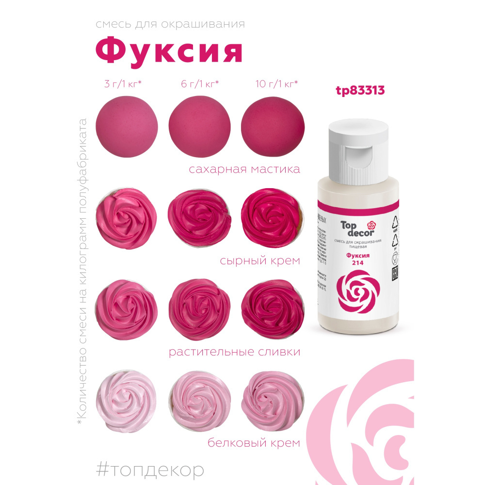 Краситель пищевой жидкий ФУКСИЯ Top Decor (Топ продукт), 30 г