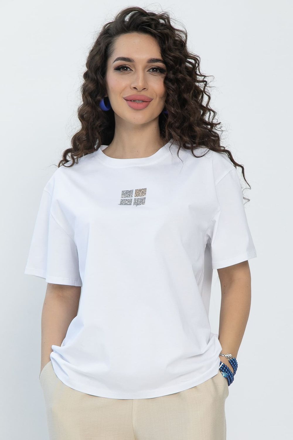 Футболка Аника (белая/коты) Б13493-20М LT Collection