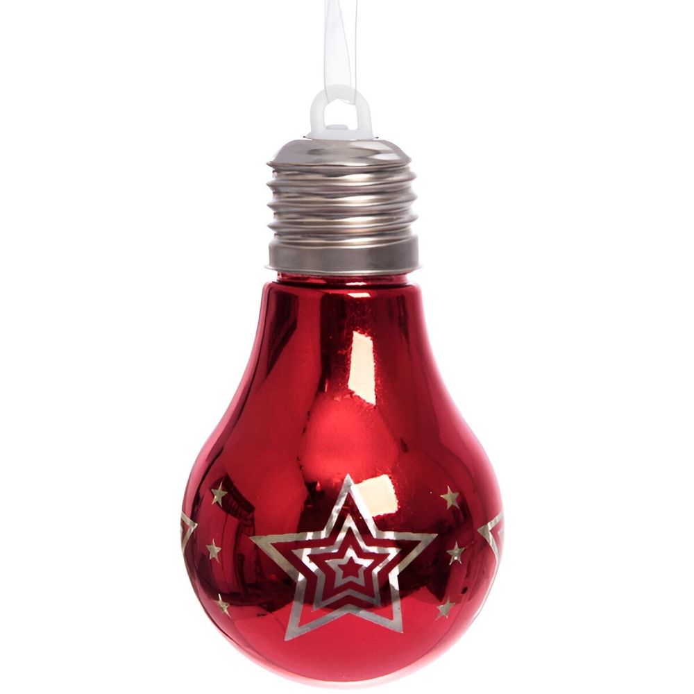 Украшение подвесное лампа &quot;Звездочка&quot; с подсветкой, красный, 6*9 см