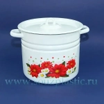 Кастрюля 9 л цилиндрическая декор с петлей (Новокузнецкая эмаль)