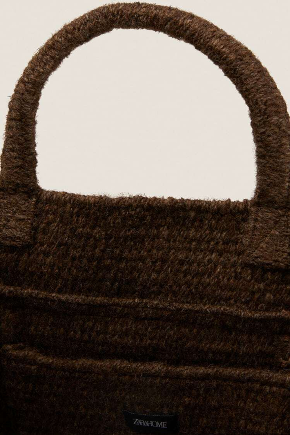 ZARA HOME БОЛЬШАЯ ШЕРСТЯНАЯ СУМКА, КОРИЧНЕВЫЙ