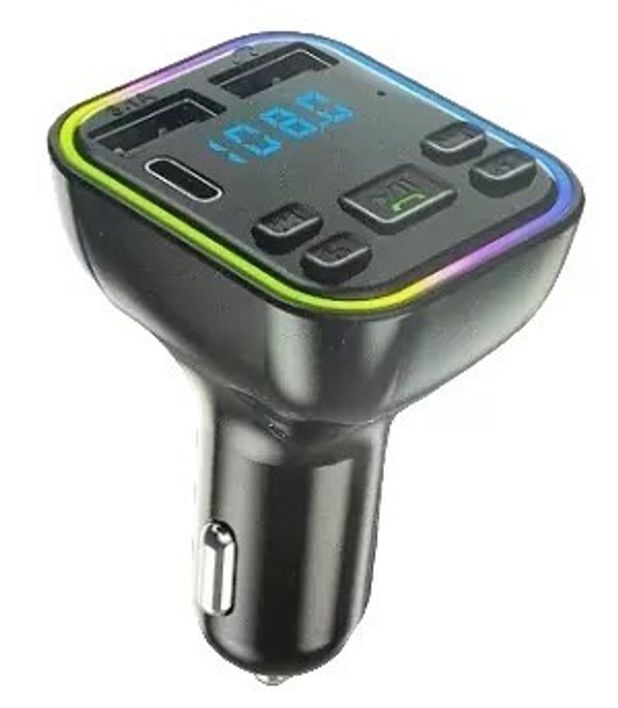 Модулятор (FM трансмиттер) 2USB/Type-C/MP3/Phone/Bluetooth, в прикур. (P.R.C.)
