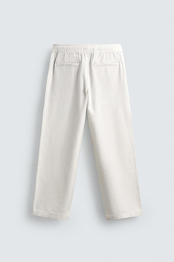 ZARA БРЮКИ RELAXED FIT С РЕЛЬЕФНОЙ СТРУКТУРОЙ, ЖЕЛТОВАТО-БЕЛЫЙ