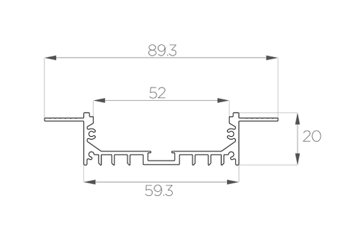 Профиль алюминиевый под шпаклевку LC-LPSH-2090-2 Anod