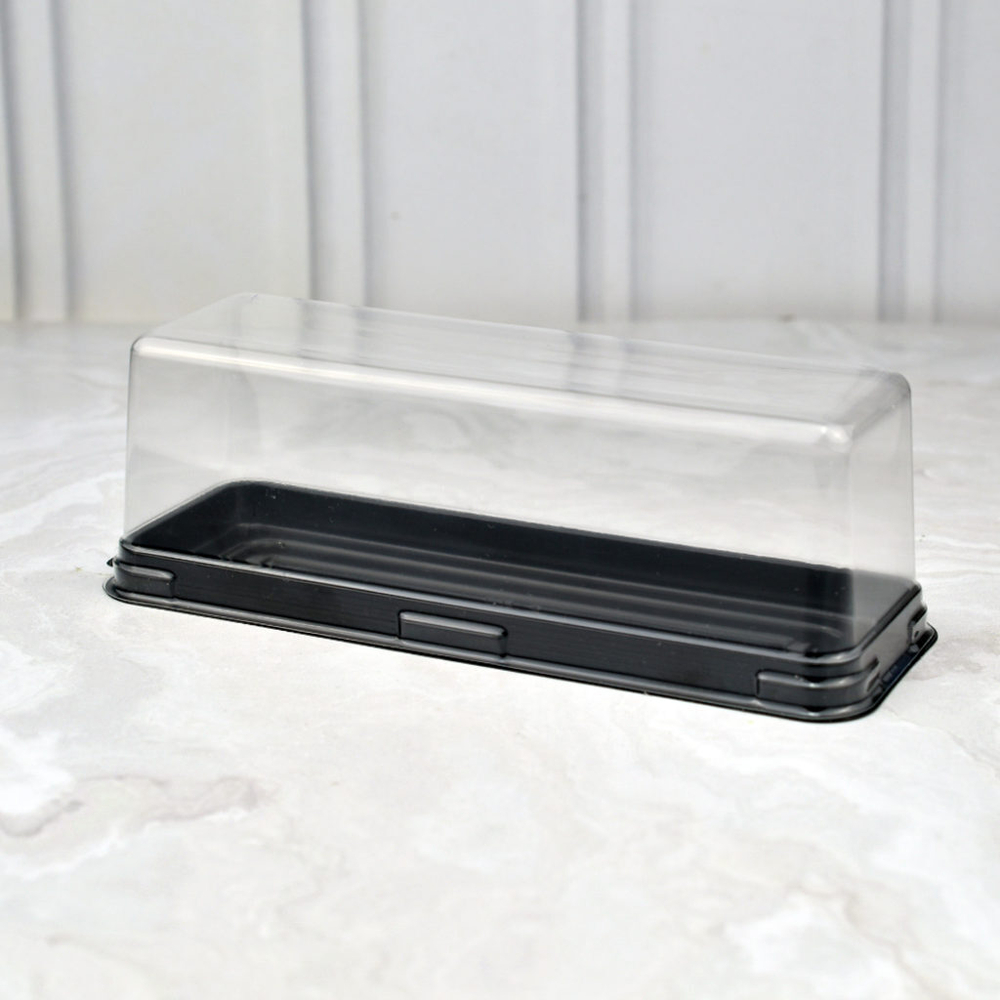 Прямоугольная пластиковая коробочка с черным дном 170х65х56мм