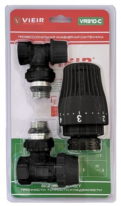 Комплект терморегулируюший 1/2 угловой (ЧЕРНЫЙ) ViEiR (25/1шт)