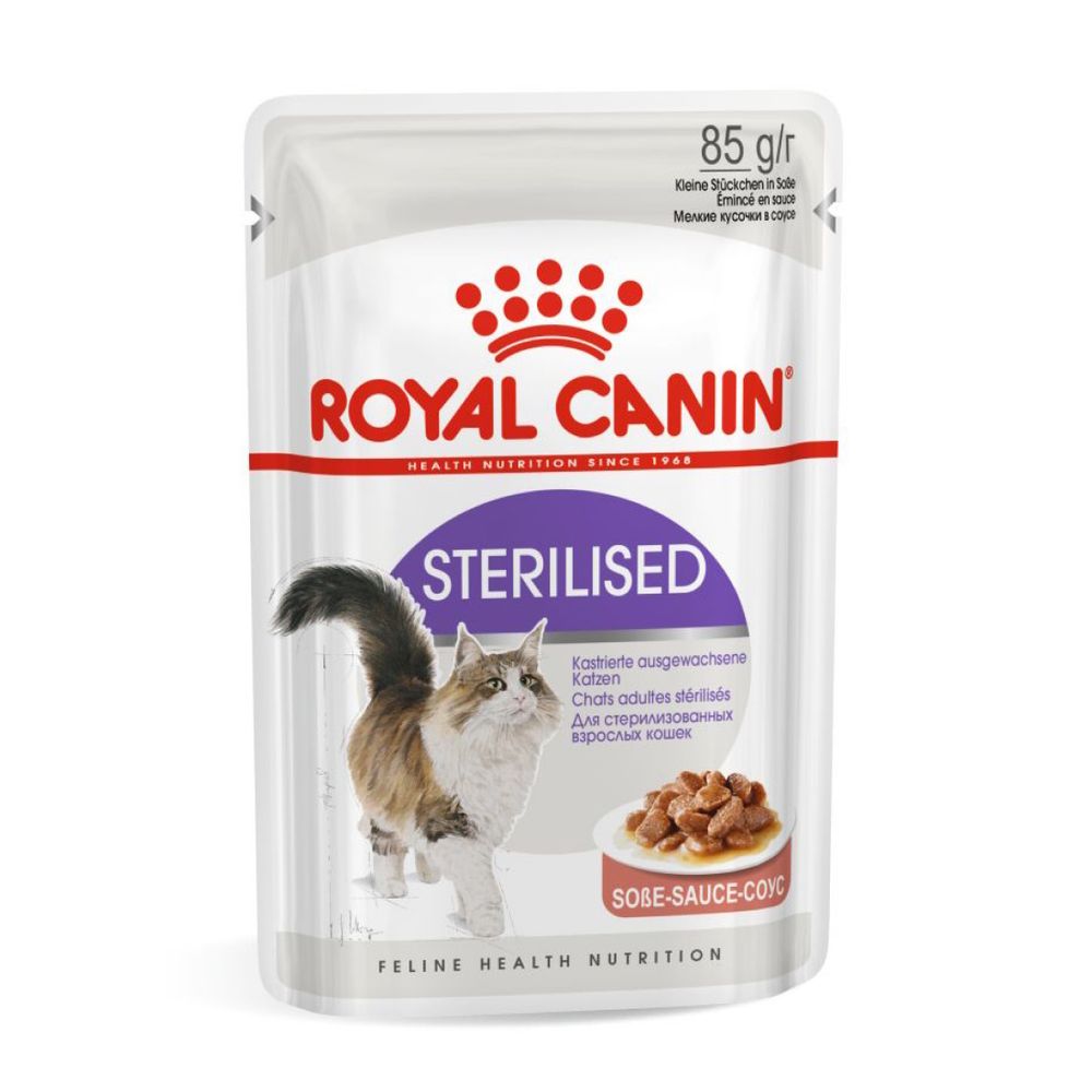 Пауч Royal Canin Sterilised для стерилизованных взрослых кошек, мелкие кусочки в соусе Пауч Royal Canin Sterilised для стерилизованных взрослых кошек, мелкие кусочки в соусе