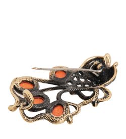 AM-2384 Брошь «Рыбка Удача» (латунь, янтарь)
