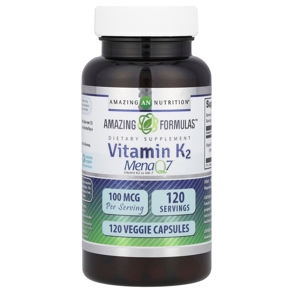 Amazing Nutrition, Amazing Formulas ™, витамин K2, 100 мкг, 120 растительных капсул