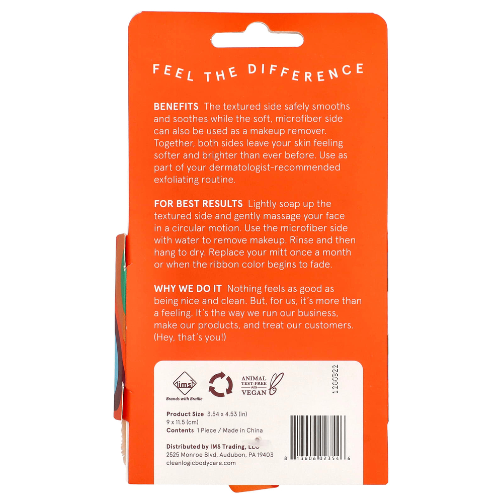 Cleanlogic, Bath and Body, перчатки для лица с двойной текстурой, 1 шт.