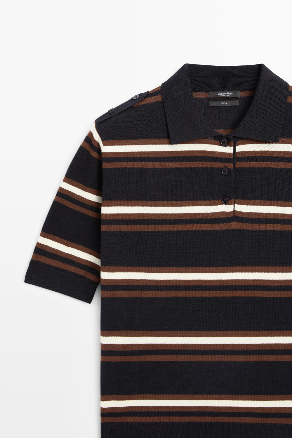Massimo Dutti Трикотажный поло в полоску из 100% хлопка, темно-синий