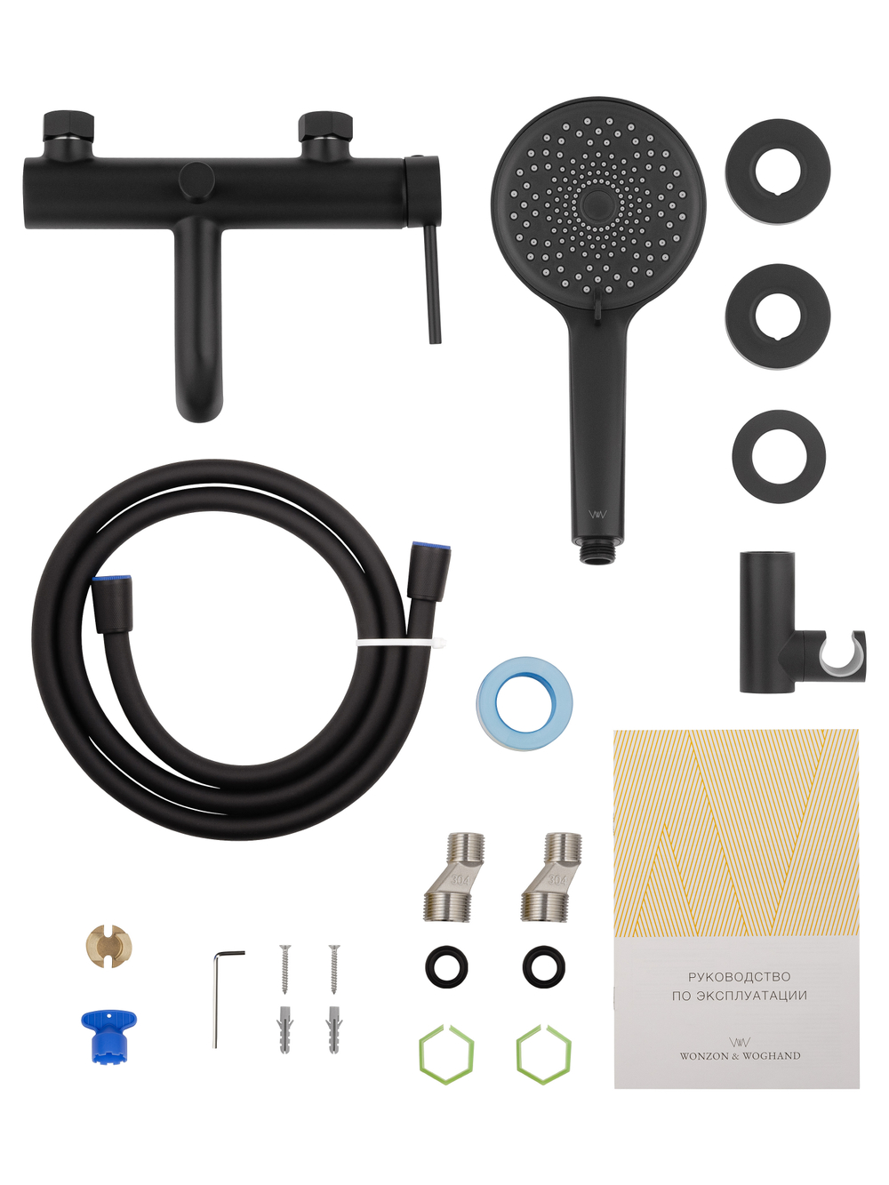 Смеситель для ванны с душем WONZON & WOGHAND STICK, Черный матовый (WW-88639017-MB)