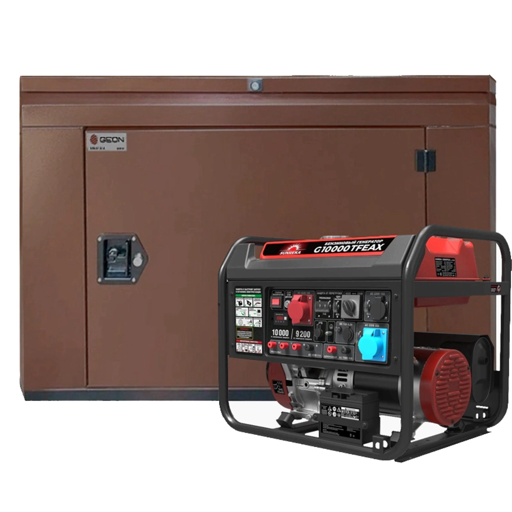 Генератор бензиновый SUNREKA G10000TFEAX с кожухом Geon 1200 RAL 8017