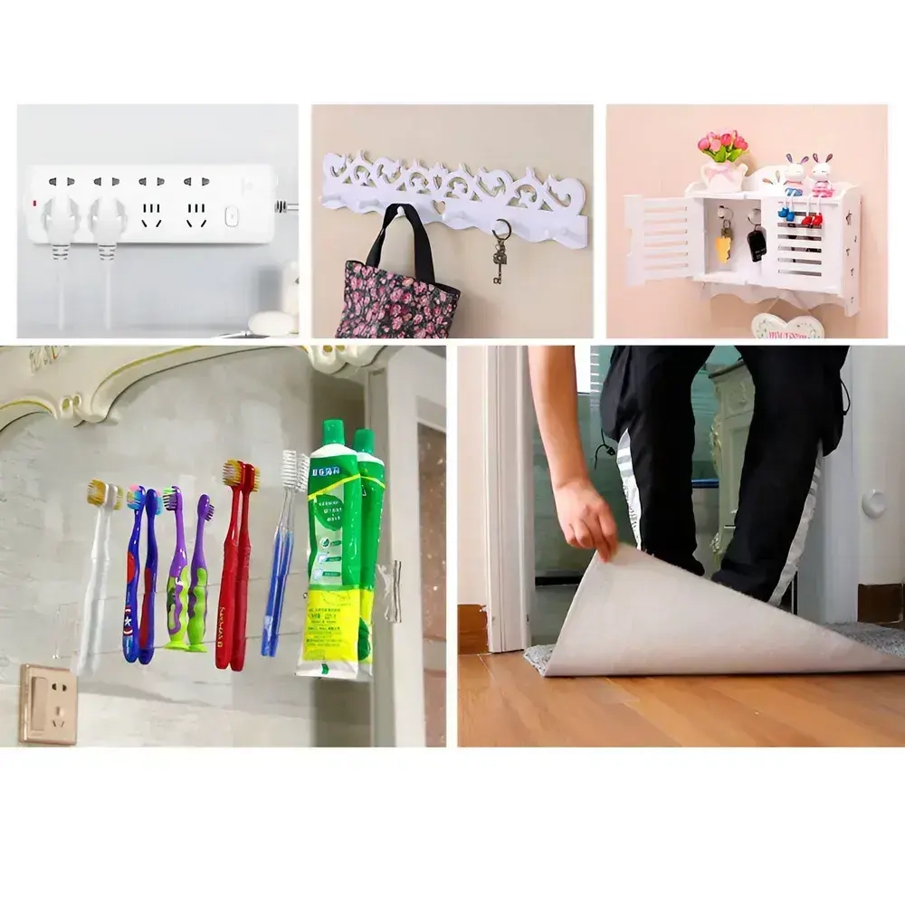 Двухсторонний нано скотч многоразовый прозрачный 3 метра, крепеж без следов