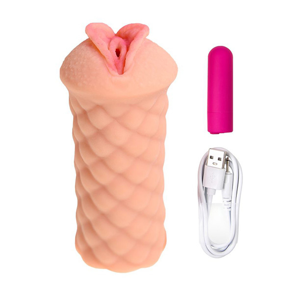 Телесный мастурбатор-вагина 16см с вибрацией Kokos Elegance.002