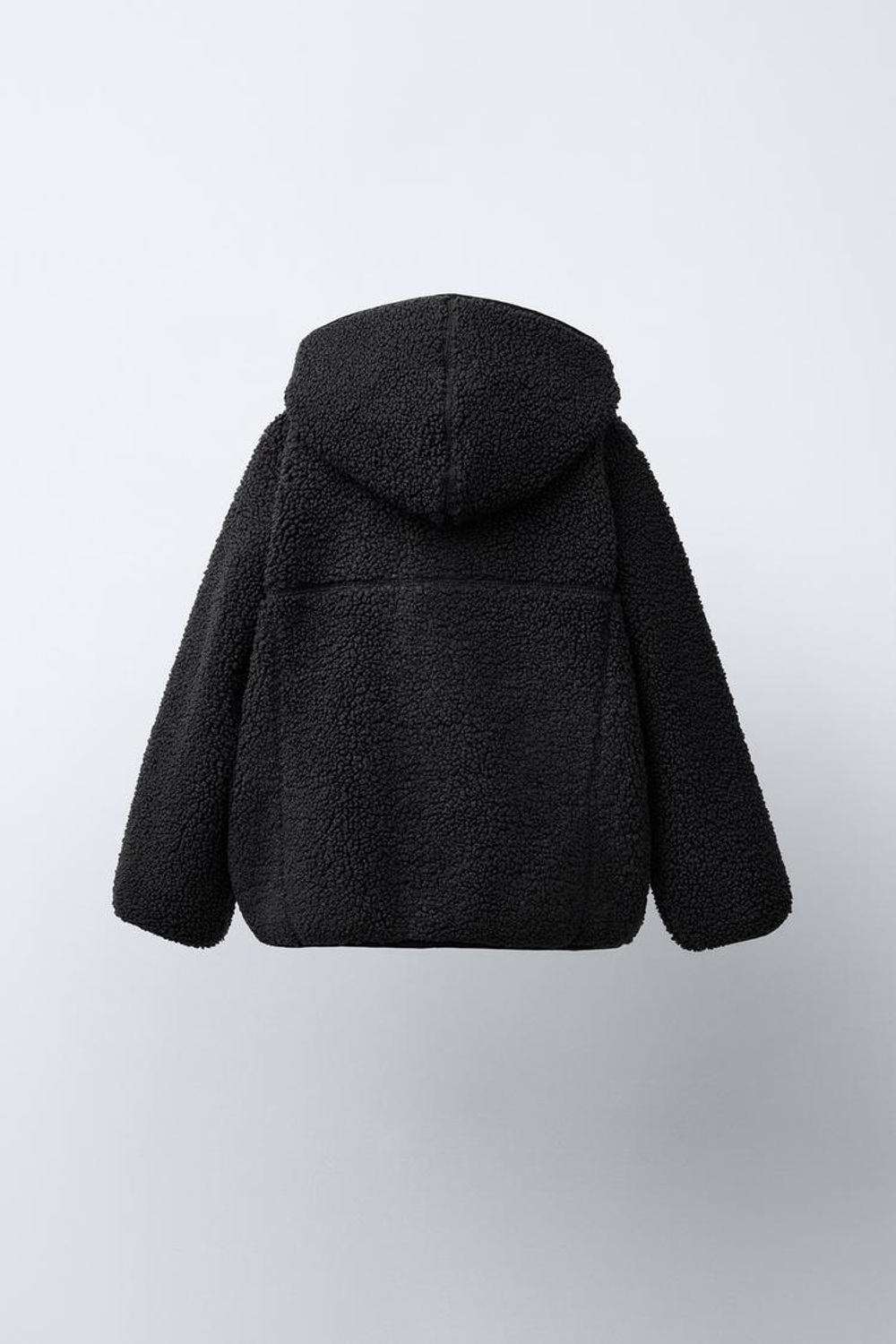 ZARA КУРТКА ИЗ ИСКУССТВЕННОЙ ОВЧИНЫ С КАПЮШОНОМ, ТЕМНЫЙ АНТРАЦИТ