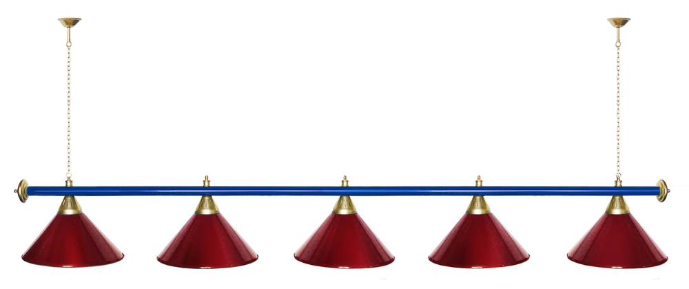 Лампа STARTBILLIARDS 5 пл. (плафоны зеленые,штанга золотая,фурнитура золото)