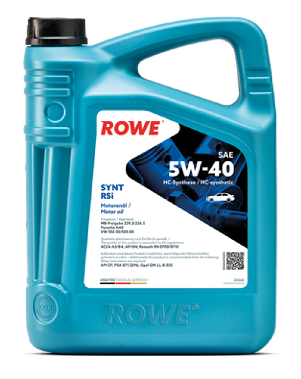 Моторное масло Rowe Hightec Synt RSi 5W-40, SN/CF, A3/B4, синтетическое, 4 л