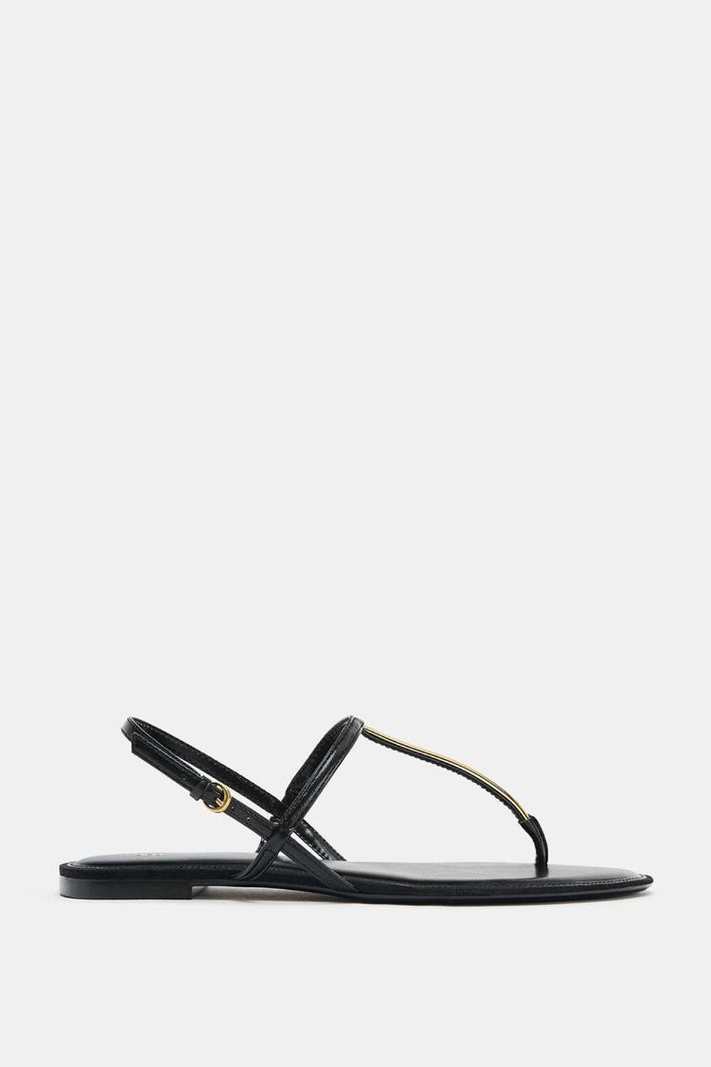 ZARA САНДАЛИИ С МЕТАЛЛИЧЕСКОЙ АППЛИКАЦИЕЙ, ЧЕРНЫЙ