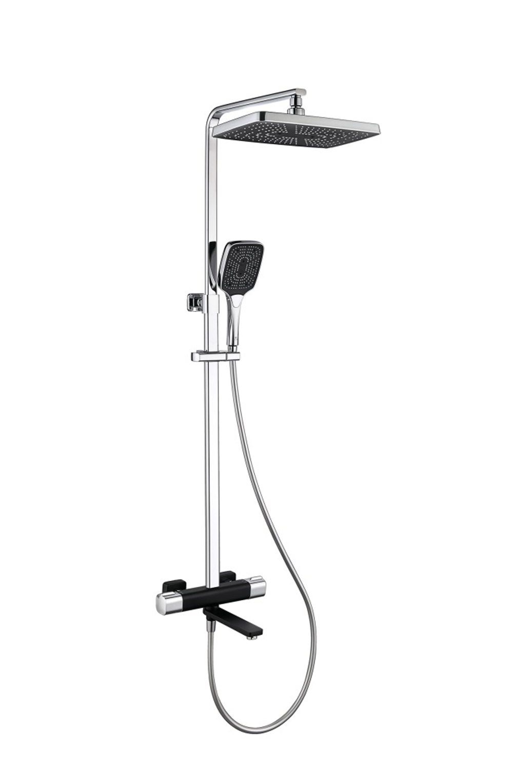 12071-C Душевая система с термостатом (ЧЕРНЫЙ) GANZER (5/1шт)