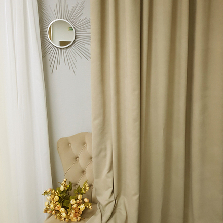 Штора блэкаут 75% "Бристоль" бежевая. 150 х 270 см. В упаковке - 1 шт.  100014