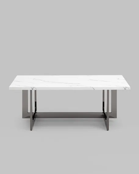 Журнальный столик Newton 122х61 см, белый мрамор, темный хром
