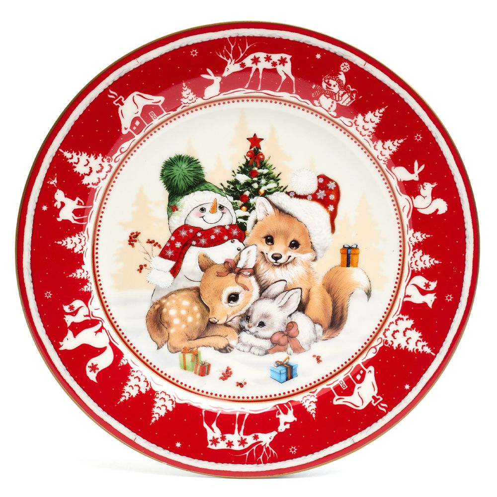 ТАРЕЛКА ЗАКУСОЧНАЯ LEFARD "ЕЛКА" 19 СМ КРАСНАЯ (КОР=18ШТ.)