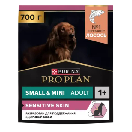 Сухой корм PURINA Pro Plan для собак мелких пород с чувствительной кожей, лосось и рис - 0,7 кг