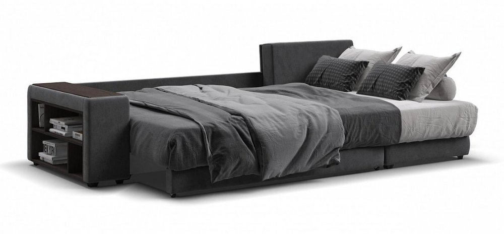 Угловой диван Дубай Велюр Монолит серый, Велюр Монолит синий