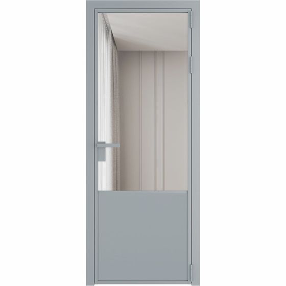 Алюминиевая дверь 19AG серебро стекло прозрачное