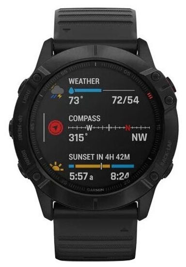 Умные часы Garmin Fenix 6X Pro черный с черным ремешком