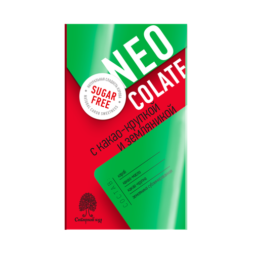 Шоколад без сахара с какао-крупкой и земляникой / 30 г / Сибирский кедр