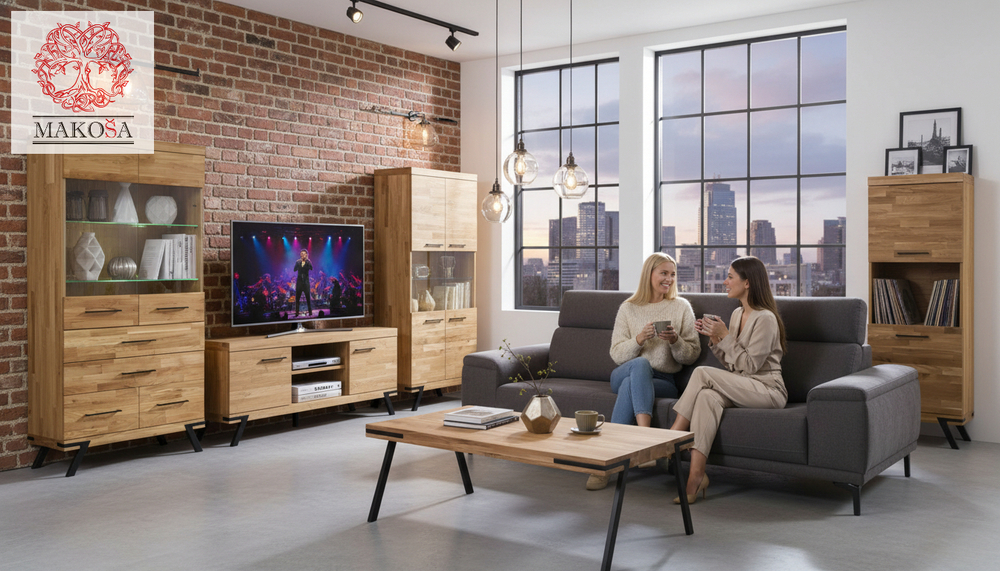 Шкаф-витрина Флеверс из массива дуба