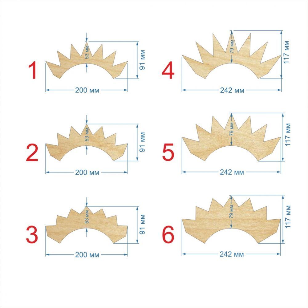 Шаблон &#39;&#39;Корона наклонная 2-2,  основание 50 мм&#39;&#39; , фанера 3 мм (1уп = 5шт)