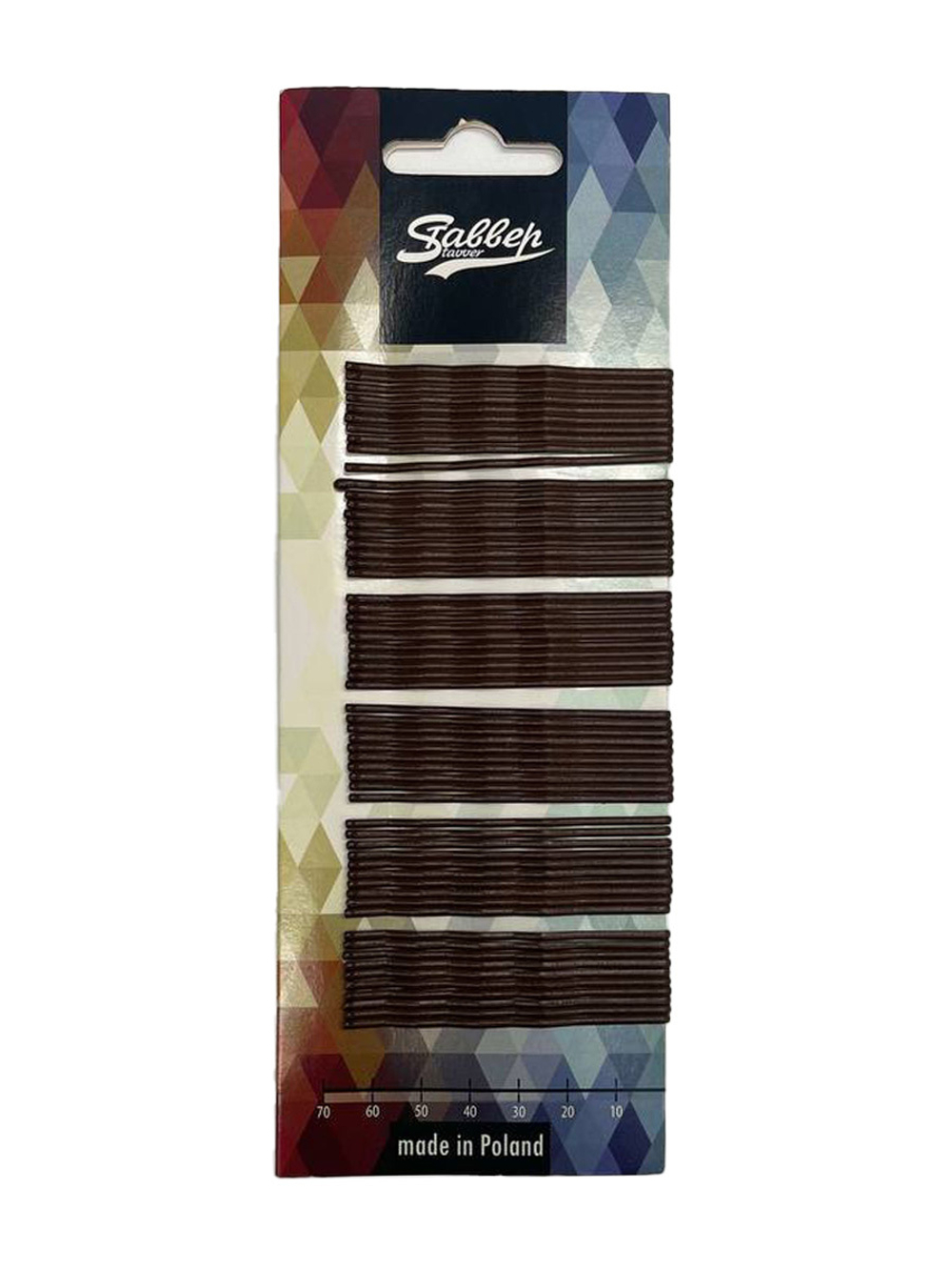 Невидимки Ставвер Карбон коричнев волнистые 70мм 60шт/уп