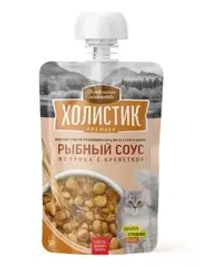 Деревенские лакомства Холистик Премьер Рыбный соус из тунца с креветкой для кошек, 90г