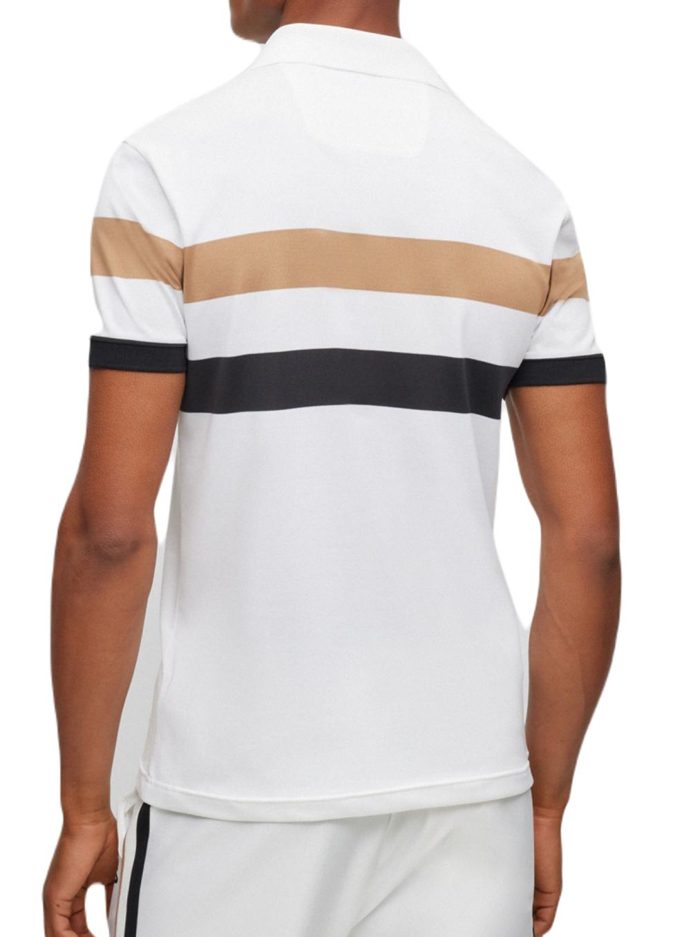 Мужское теннисное поло BOSS x Matteo Berrettini Slim-fit Striped Polo Shirt - white