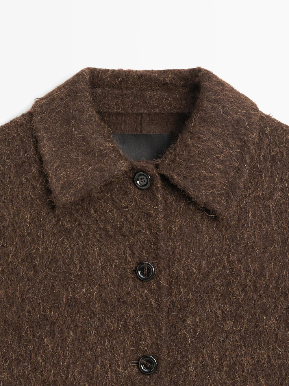 Massimo Dutti Кардиган из шерсти альпака с рубашечным воротником, темно-зеленый