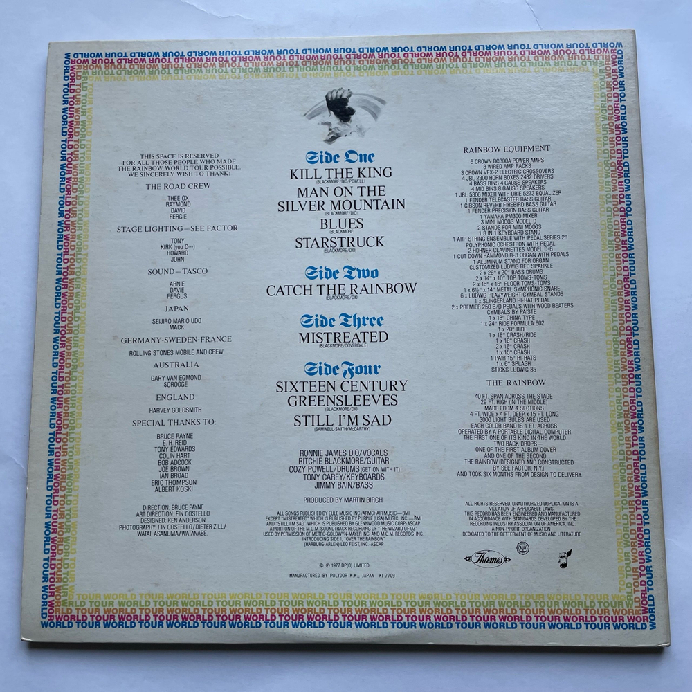 Винтажная виниловая пластинка LP Rainbow On Stage (Япония 1977) (Без Оби)
