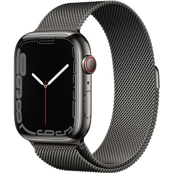 Умные часы Apple Watch Series 7 GPS + Cellular 45mm Stainless Steel with Graphite Milanese Loop, миланская петля графит (MKJJ3, MKL33)
