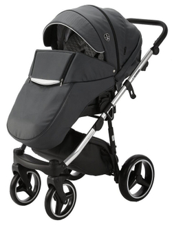 Детская коляска Adamex Cortina Deluxe 2 в 1 CT310 (МОРЕНГО КОЖА+СЕРЕБ.ОТДЕЛКА+ ХРОМ РАМА)