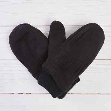 Варежки двойные с мехом (чёрн)