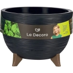 Кашпо для цветов пластиковое на ножках 9,8л d-32см «La Decoro» антрацит