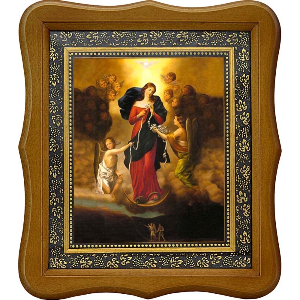 Развязывающая узлы. Икона Божией матери на холсте.