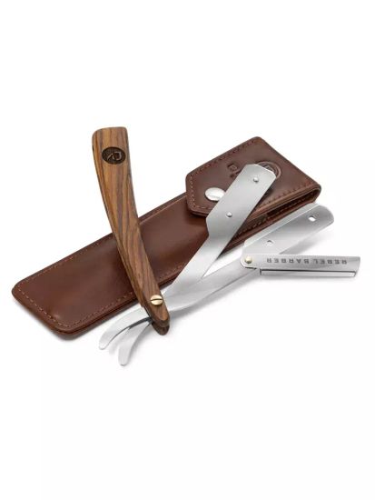 Опасная бритва со сменным лезвием REBEL BARBER Luxury с кожаным чехлом