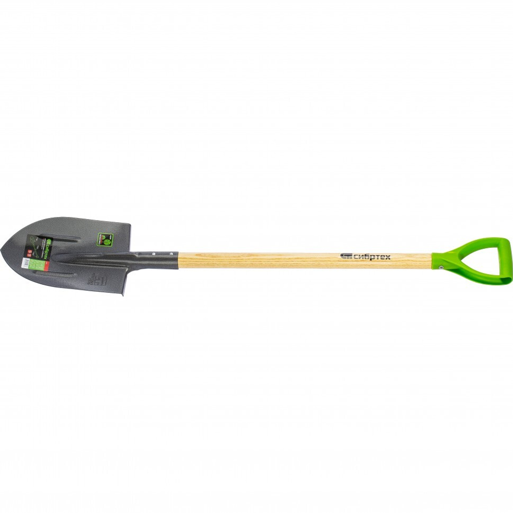 Лопата штыковая, 210х290х1150 мм, деревянный лакированный черенок, Сибртех